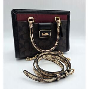 COACH Grace 2-Way Signature Carryall Colorblock Red - CD701